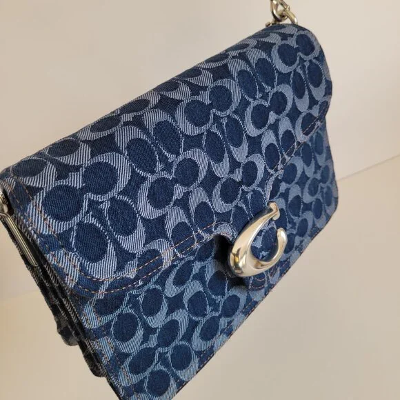 Coach Tabby Shoulder Bag in Signature Denim, Deep Blue Multi - Picture 7 of 16